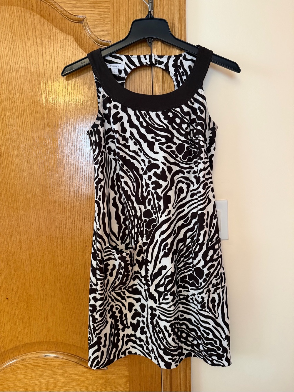 Dress Barn Black and White Animal-Print Sleeveless Mini Dress